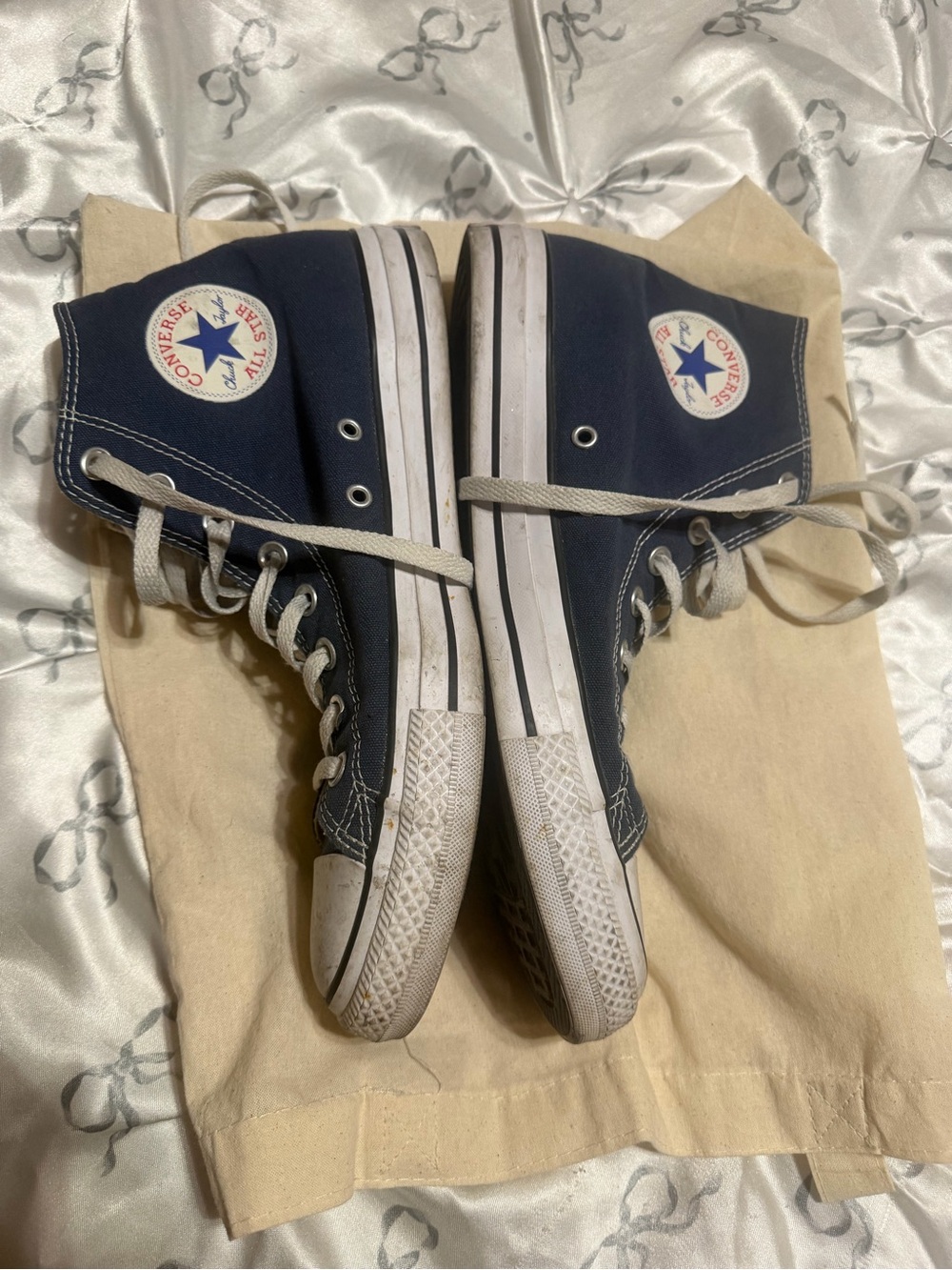 Converse Navy Blue High-Top Canvas Sneakers (Men’s 10, Women’s 12) used - Picture 2 of 6